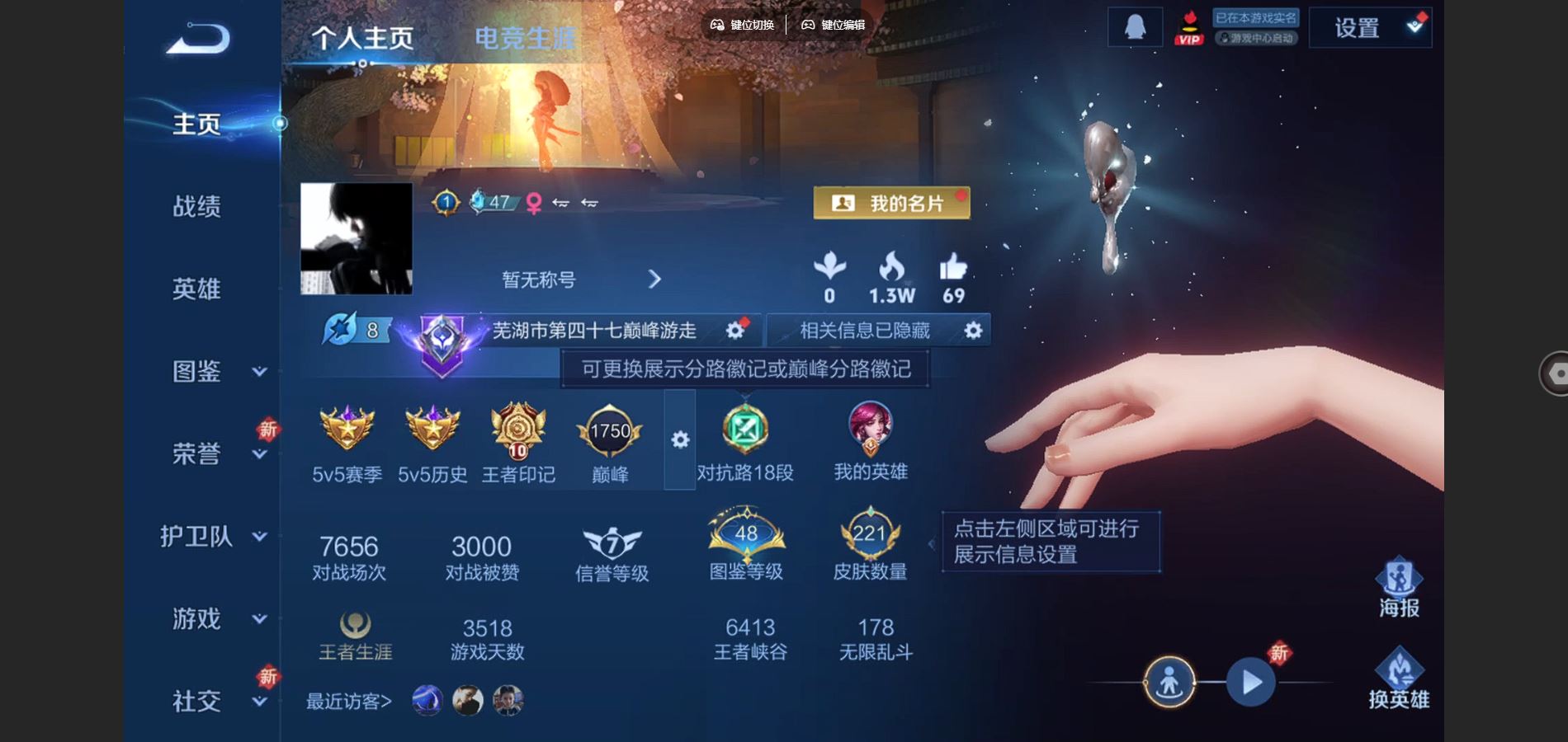 王者荣耀账号苹果QQ 怪盗基德  白虎志太华 燃星之曲 炽阳神光 苹果Q-V7-221皮肤1珍品传说12传说1星元-(可