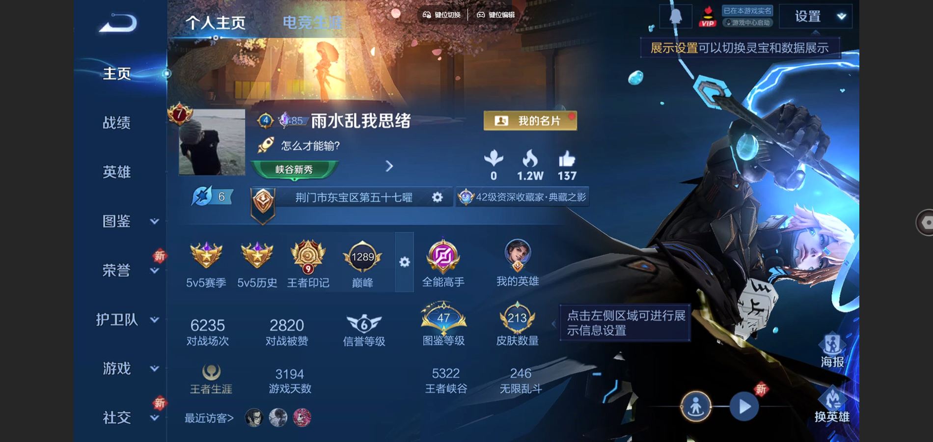 王者荣耀账号安卓QQ李逍遥神威 续相思 愿照九州拓 时雨天司 安卓Q-V7-213皮肤1典藏11传说-(可二次) 265