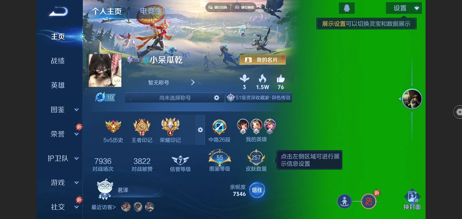 王者荣耀账号安卓QQ祥瑞亨通 愿照九州拓 齐天大圣 涂山容容 谪仙醉月 安卓Q-V7-257皮肤1典藏8传说2星元-(可