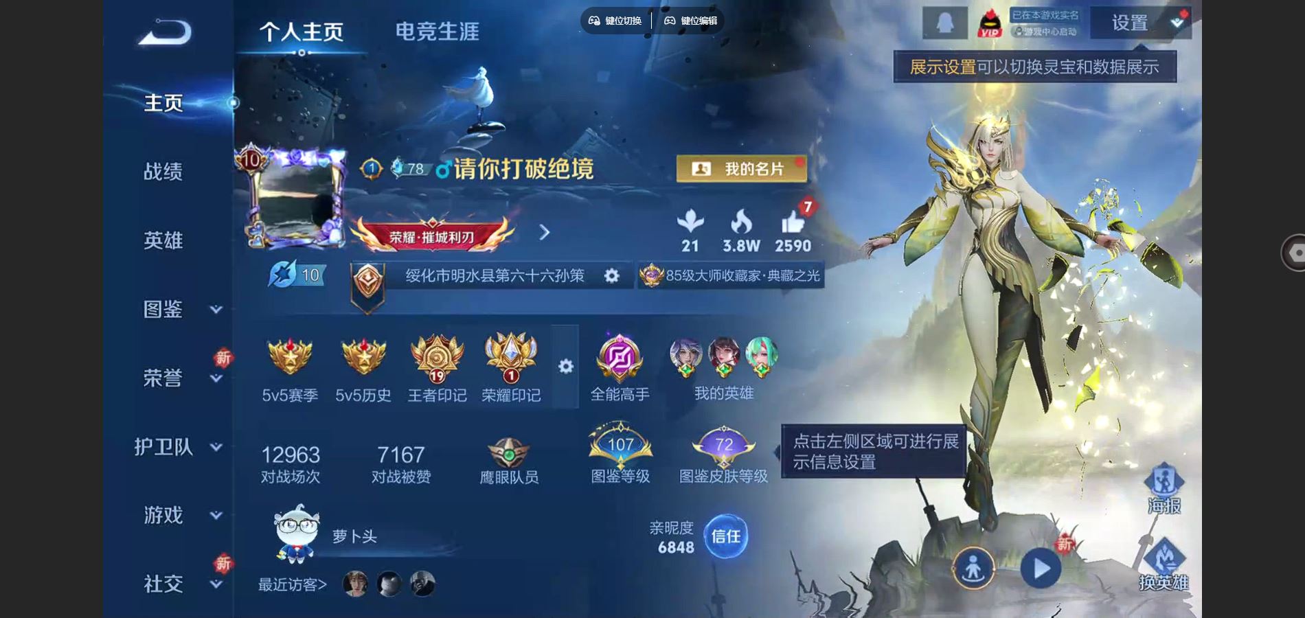 王者荣耀账号安卓QQ神威 至尊宝 白虎志 夜礼服假面 绛天战甲 淬星耀世 无双飞将 安卓Q-V10-425皮肤5典藏49