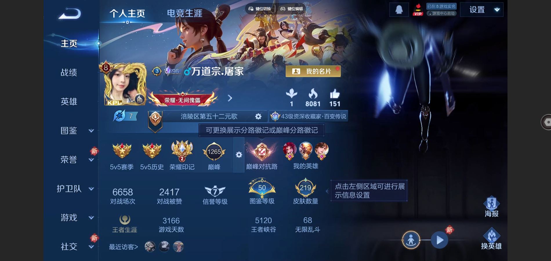 王者荣耀账号安卓QQ全息碎影 赤影疾锋 白虎志 至尊宝 万灵伏威 诡秘之主 千山共赴 安卓Q-V8-219皮肤2典藏16