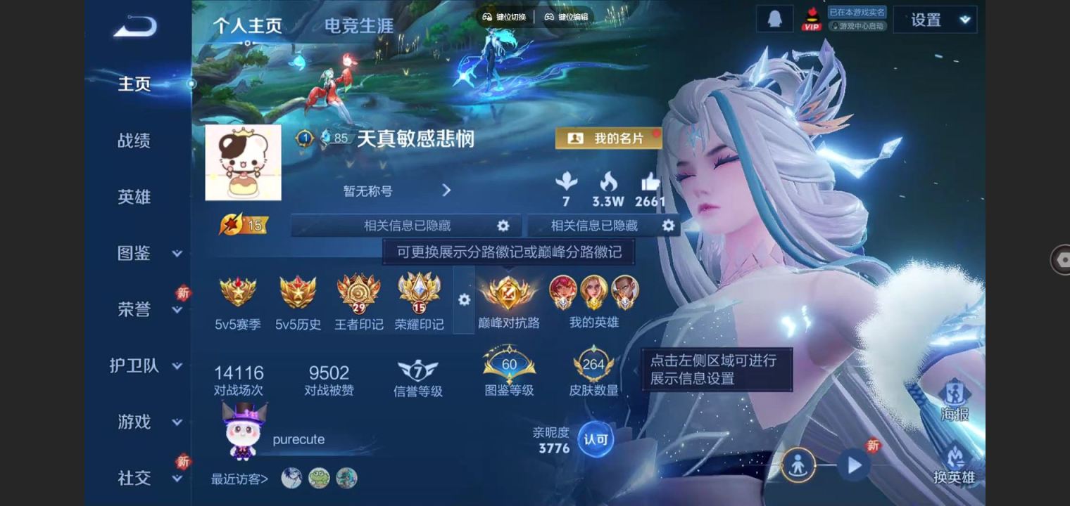 王者荣耀账号苹果QQ2小国标 1.3w达摩 1.2w花木兰 7金标 1.3w夏洛特 万战关羽 万战韩信 万战狄仁杰 苏烈