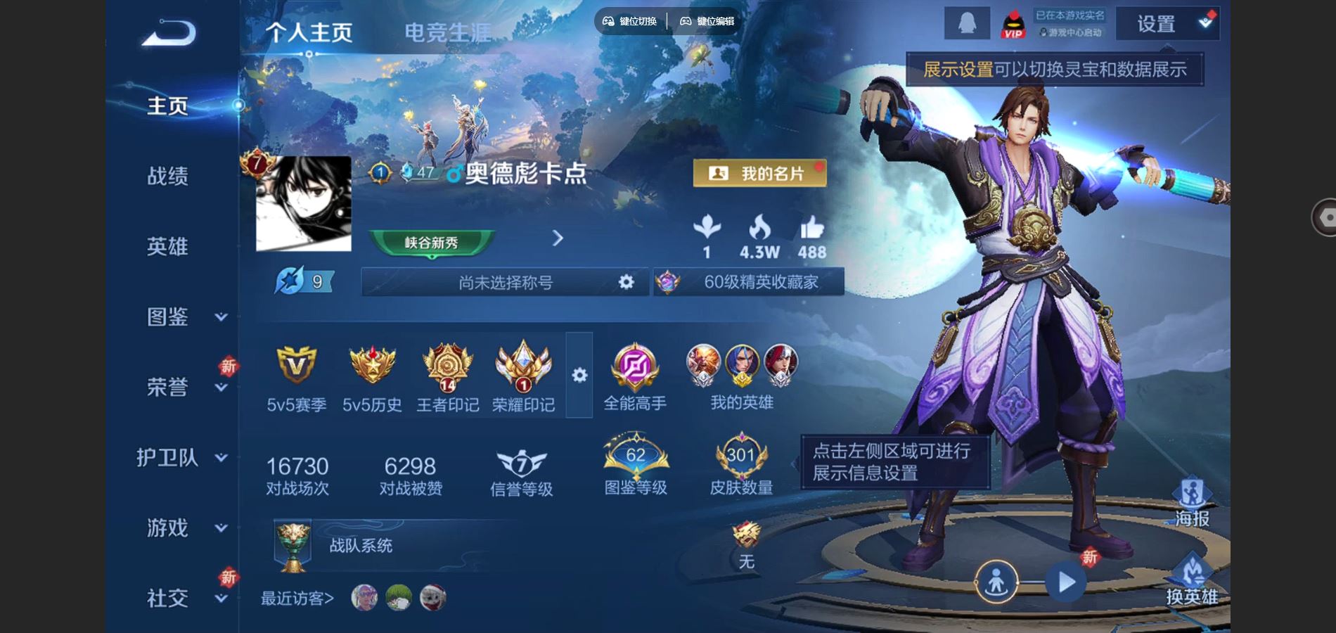 王者荣耀账号苹果QQ126英雄-301皮肤-苹果Q-V8-301皮肤1典藏12传说2星元79史诗87限定-1348紫星币